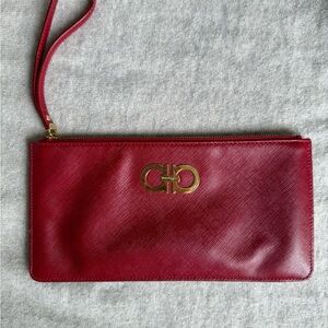 Elegant Red Clutch with Gold Accent